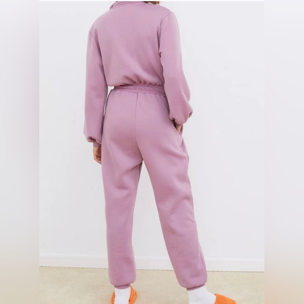 For Love & Lemons Mauve Cowl Neck Zip Up Jumpsuit With Pockets Size XXS - Picture 3 of 16